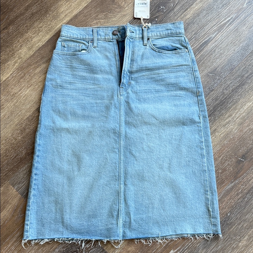 a.n.a Light Blue Denim Midi Skirt